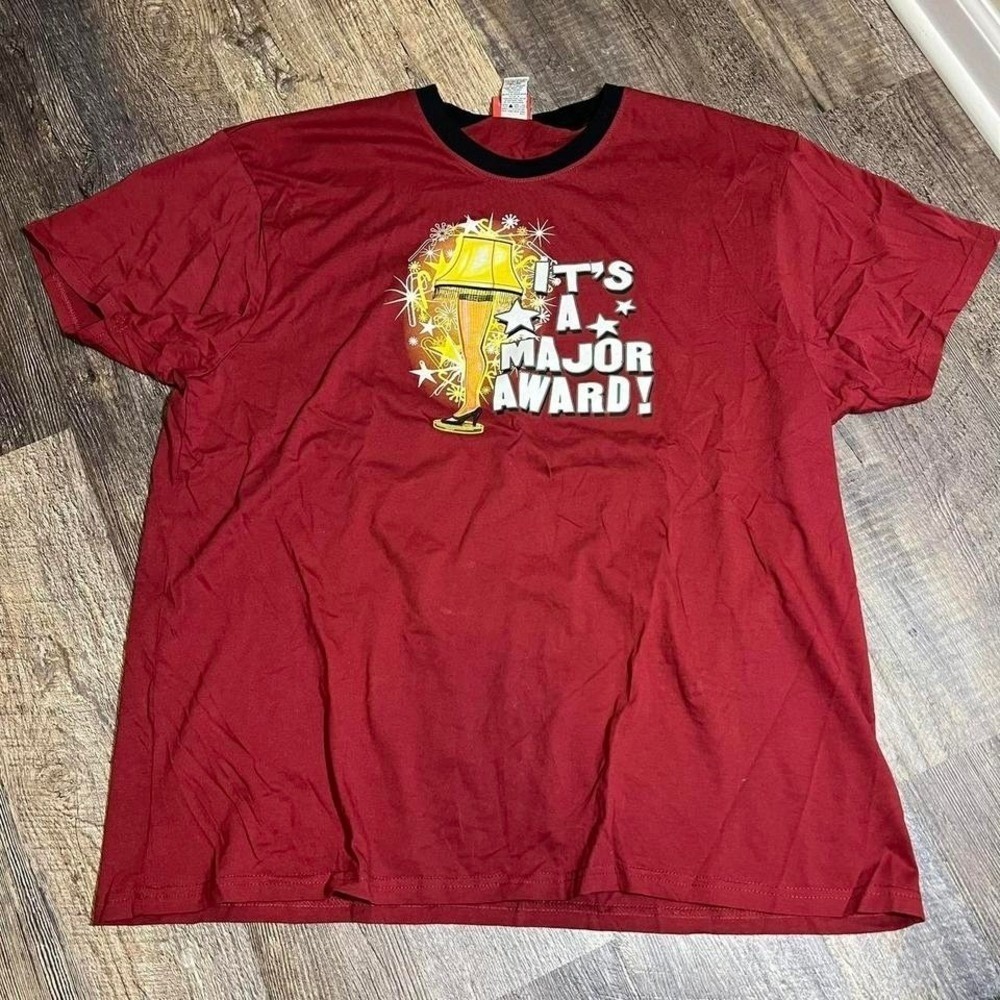 Vintage 2010 A Christmas Story Major Award Leg Lamp Ringer Shirt Red XL
